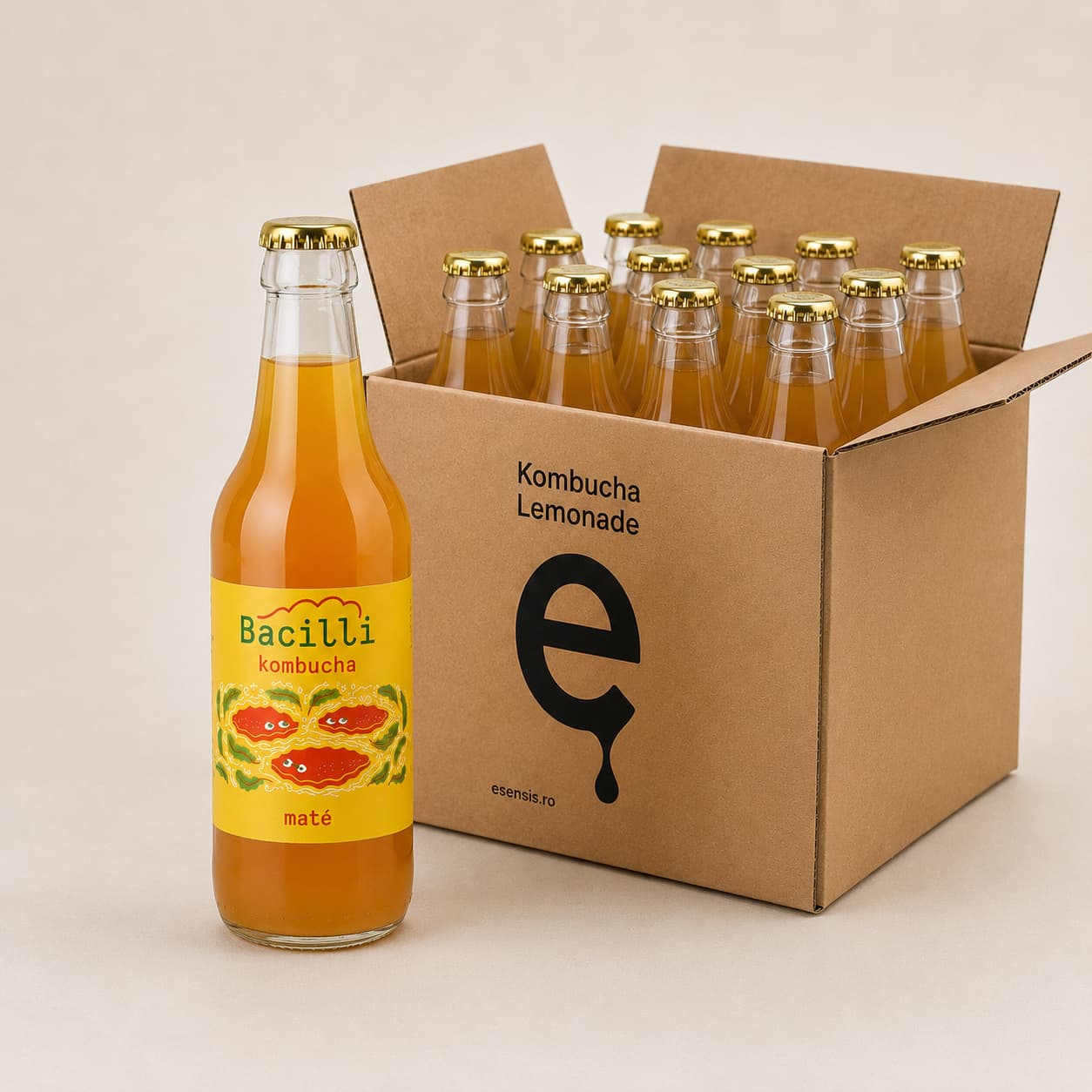 bacilli, kombucha cu ceai yerba mate, bio, 330ml - imagine 2