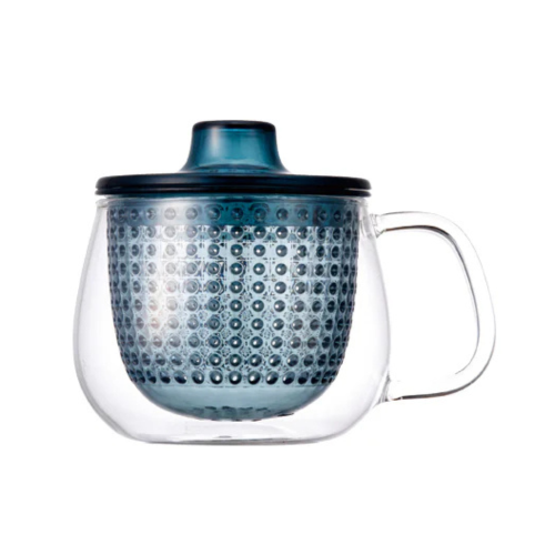 kinto, cana unitea cu infuzor si capac albastru, 350ml