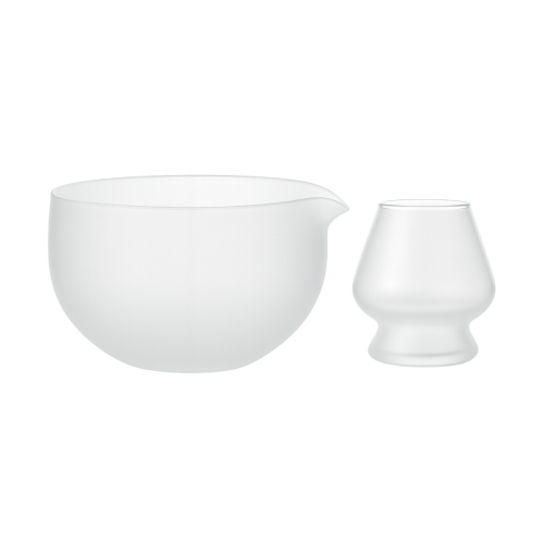 bol din sticla cu suport pentru pamatuf matcha, Saten, 0.4 litri